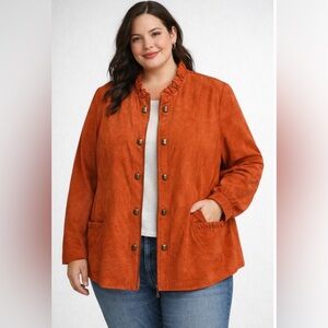 🧡 🆕 NEW Women’s TanJay Orange Faux Suede Blazer (20W) $52 Retail